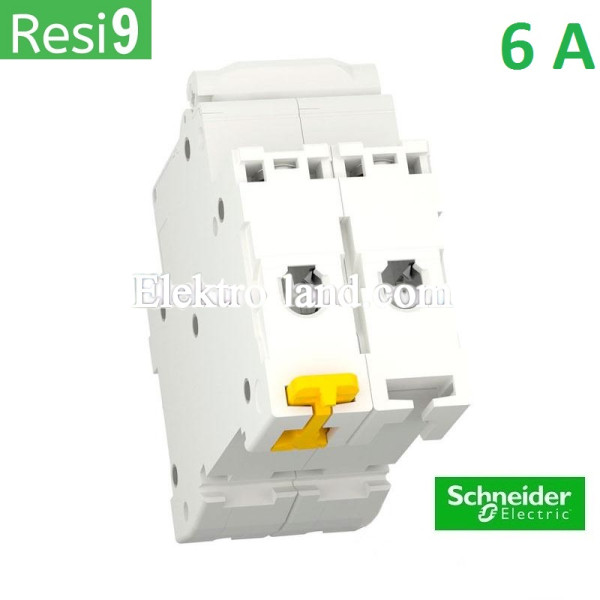 Автоматический выключатель 2Р 6А, C, 6кА, Schneider Electric RESI9 (R9F12206)
